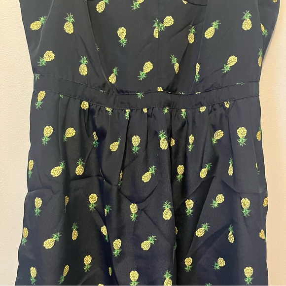 j.crew • navy blue pineapple 🍍 print spaghetti strap a-line mini dress - Picture 8 of 17